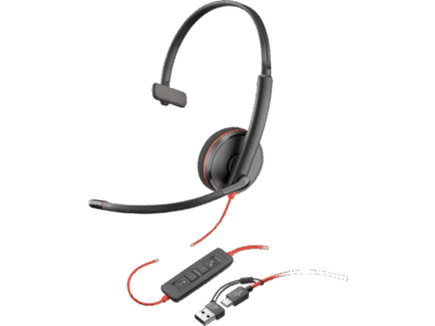 Poly Blackwire 3210 Monaural USB-C Headset +USB-C/A Adapter (Bulk)